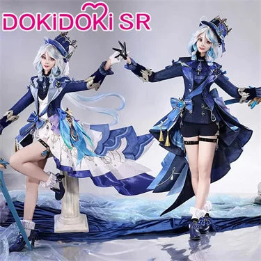 IN STOCK Focalors Furina Hat Game Genshin Impact Cosplay DokiDoki Fontaine Furina Hydro Women Blue Hat Metal Accessories Cosplay