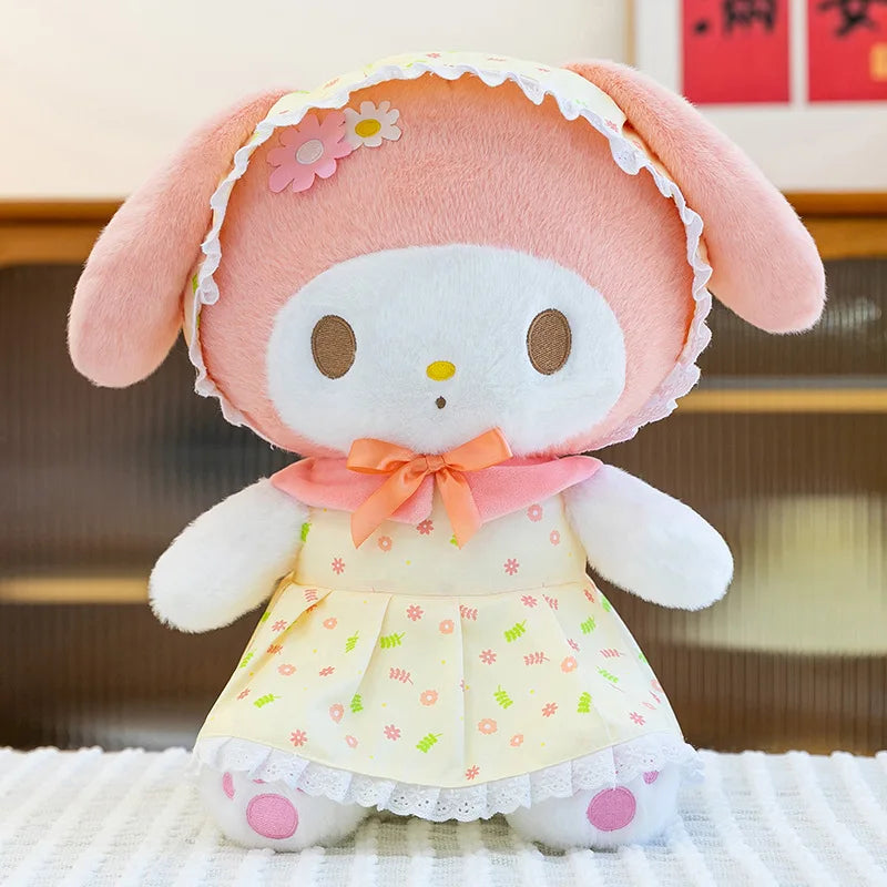 Cute Pastoral Girl Plush Toy Pink My Melody Doll Sleeping Hugging Gift for Kids Birthday Christmas Present for Girls Comforting