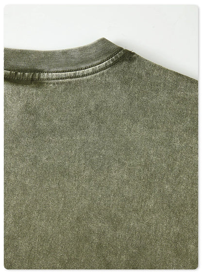 ZODF Retro 2025 Men Autumn Batik Washed T Shirt Unisex Oversized Basic Long Sleeve Solid 270gsm Cotton T-Shirts Tees HY0641