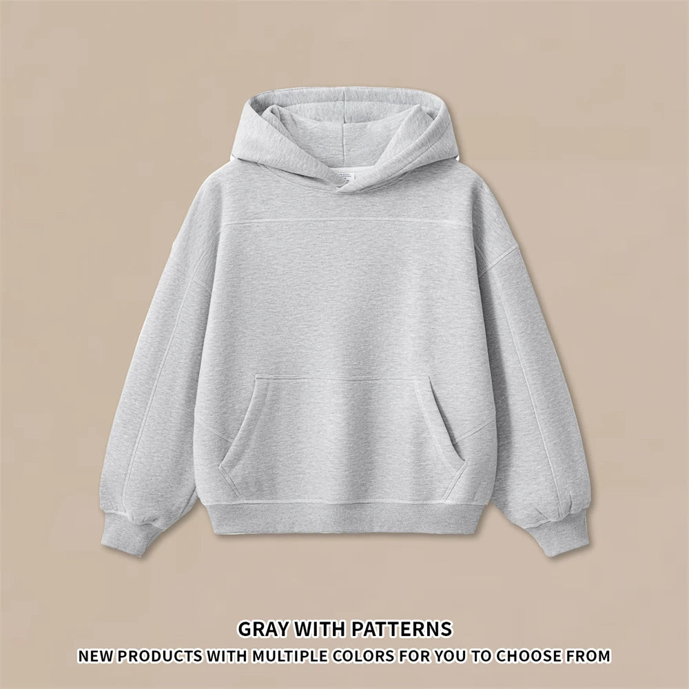 ZODF Trendy Men 350gsm Fleece Loose Boxy Fit Hooded Hoodie Unisex Hip Hop Solid Warm Pullovers Coat For Winter HY0032