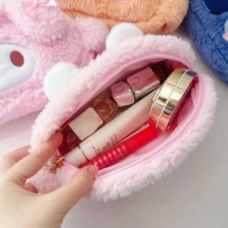 Cartoon My Melody Butter Bear Plush Makeup Bag Cute Anime Pencil Case Large Capacity Student Pencil Case Storage Bag Gifts Girl