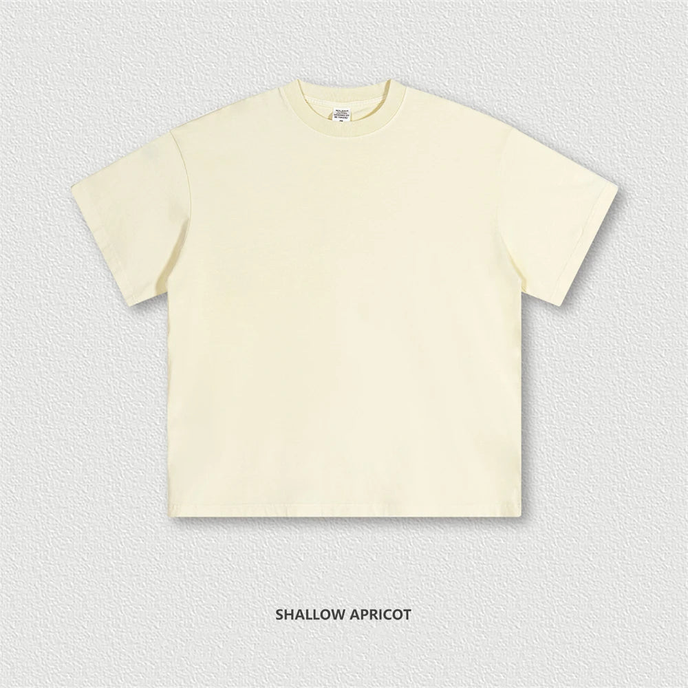 ZODF 2024 Summer Men 200gsm Washed Cotton Solid T Shirts Loose Unisex Male Casual Basic Comfortable T-Shirt Brand Tees HY0254