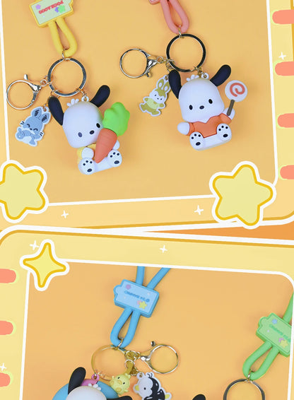 Hot Sanrio Pochacco Toy Mini Anime Action Figure Keyring Pendant Decoration Collection Keychain Model Doll Birthday Gift For Kid