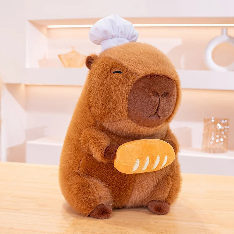 Cute Stuffed Capybara Plush Toy Holding Boba Tea – Kawaii Plushies Cosplay Gift for Girls - 28cm Cook / 28-30cm