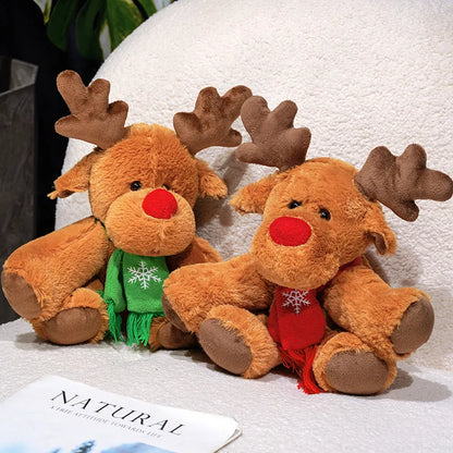 30CM Christmas Reindeer Scarf Plush Stuffed Doll Toy Home Sofa Decoration Gifts For Children New Year Decor Christmas Festive