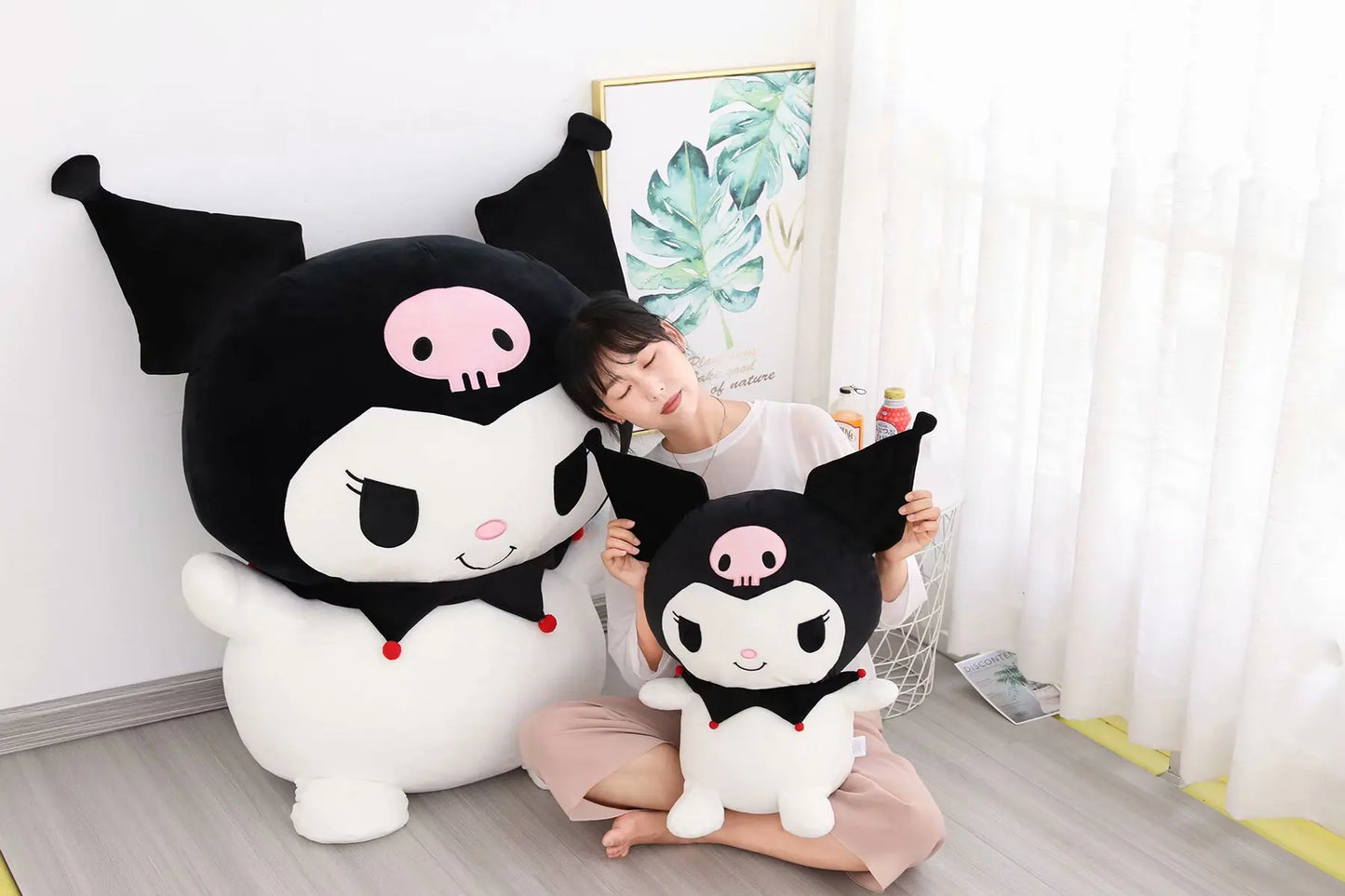 Big Size Sanrio Kuromi Stuffed Doll Melody Cinnamoroll Plush Toy Kawaii Anime Bedside Cushion Room Decoration Xmas Gift For Girl
