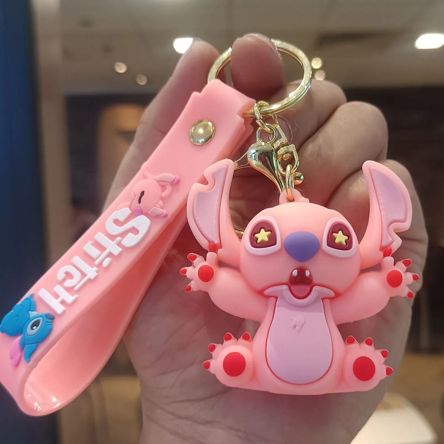 Anime Disney Keychain Cartoon Mickey Mouse Minnie Lilo & Stitch Cute Doll Keyring Ornament Key Chain Pendant Kids Toys Gift