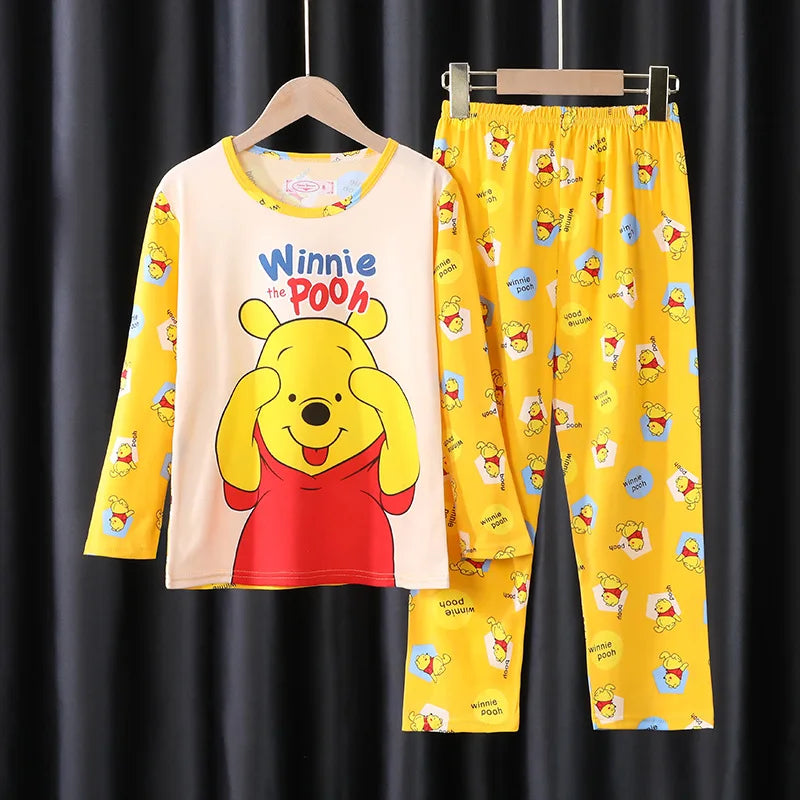 MINISO Disney Kids Pajamas Boys Pyjama Sets Long Sleeve Frozen Princess Elsa Winnie the Pooh Child Clothing Toddler Girl Pijamas