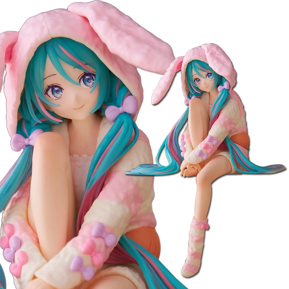 15CM Anime HATSUNE MIKU Figure Noodle Stopper Figure Rabbit Ear Pajamas Model Toy Japanese Dolls Aciton Figure Collection Gift