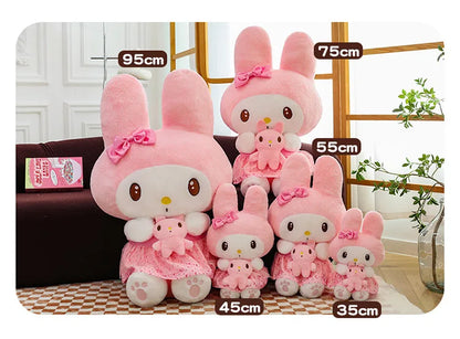 45/55/75CM Big Size Sanrio Hug A Bunny Kuromi My Melody Plushies Cartoon Anime Stuffed Children Toy Comfortable Soft Doll Gift