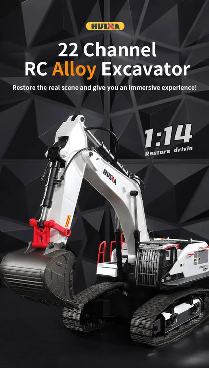 Huina 1594 22 Channels Large Remote Control Excavator 1/14 Electric Heavy Duty RC Excavator for Children Toys Model
