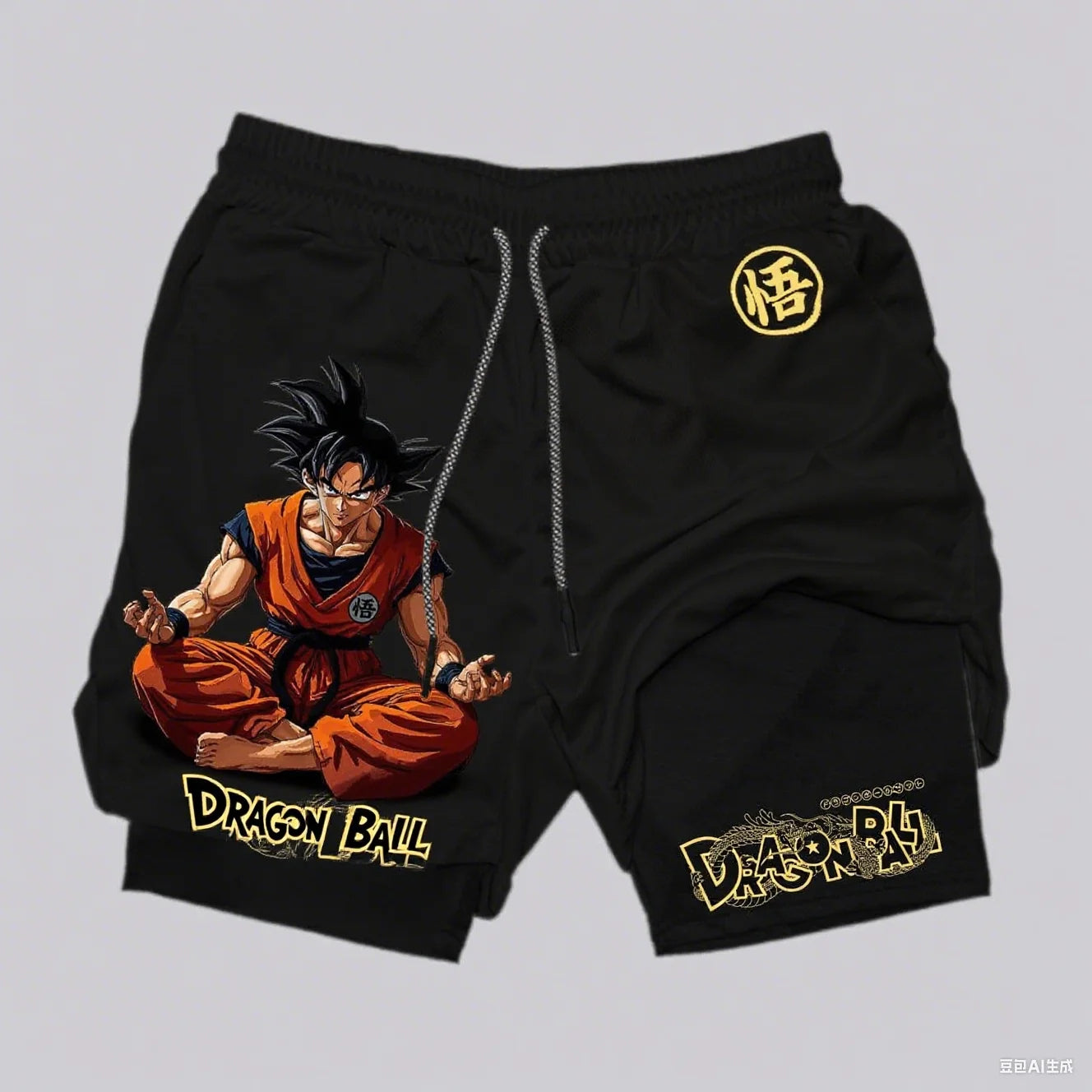 Dragon Ball Goku Anime Gym Shorts Men Double-layer 2-in-1 Sports Pants New Summer Japanese Cartoon Print Beach Pants Streetwear