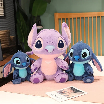 Cute Stitch Plush Toy Soft Lilo & Stitch Purple Angel Stuffed Anime Doll Cartoon Figure Alien Plushies Cuddly Pillow Gifts Girl