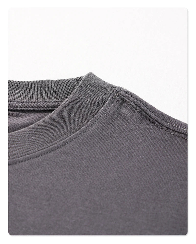 ZODF New Summer Men 275gsm Cotton T Shirts Unisex Women High Street Oversized FG Noshrink Solid T-Shirt Streetwears HY0152