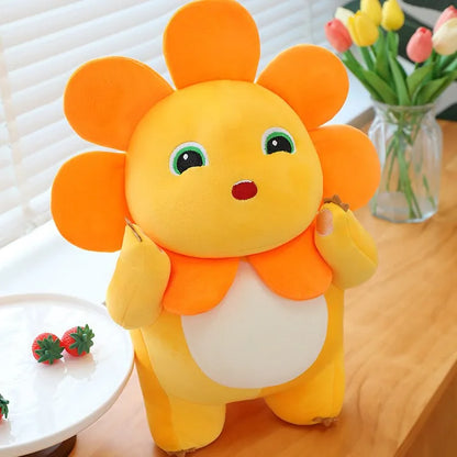 Kawaii Sunflower Nailong Plush Toy Cartoon Smile Dinosaur Silly Cute Stuffed Anime Sofa Pillow Room Decor for Kids Birthday Gift