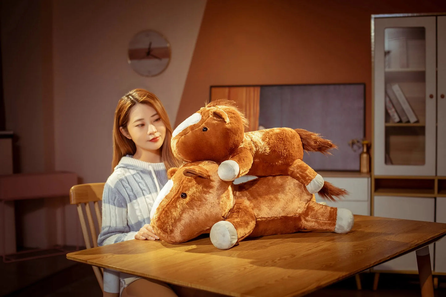 1 piece 55/70cm Soft BIg Round Head Horse Plush Toy Stuffed Pure White Horse Throw Pillow Stuffed Likelike Animals For Boy Gift