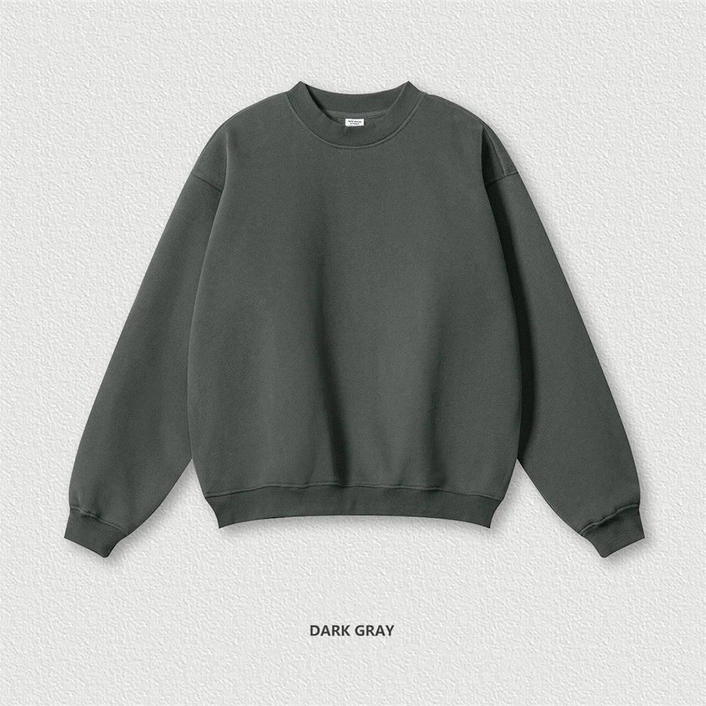 ZODF 2024 Winter Men 345gsm Fleece Sweatshirts Unisex Women Casual Loose Warm Solid O-Neck Pullovers Streetwears HY0865