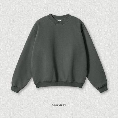 ZODF 2024 Winter Men 345gsm Fleece Sweatshirts Unisex Women Casual Loose Warm Solid O-Neck Pullovers Streetwears HY0865