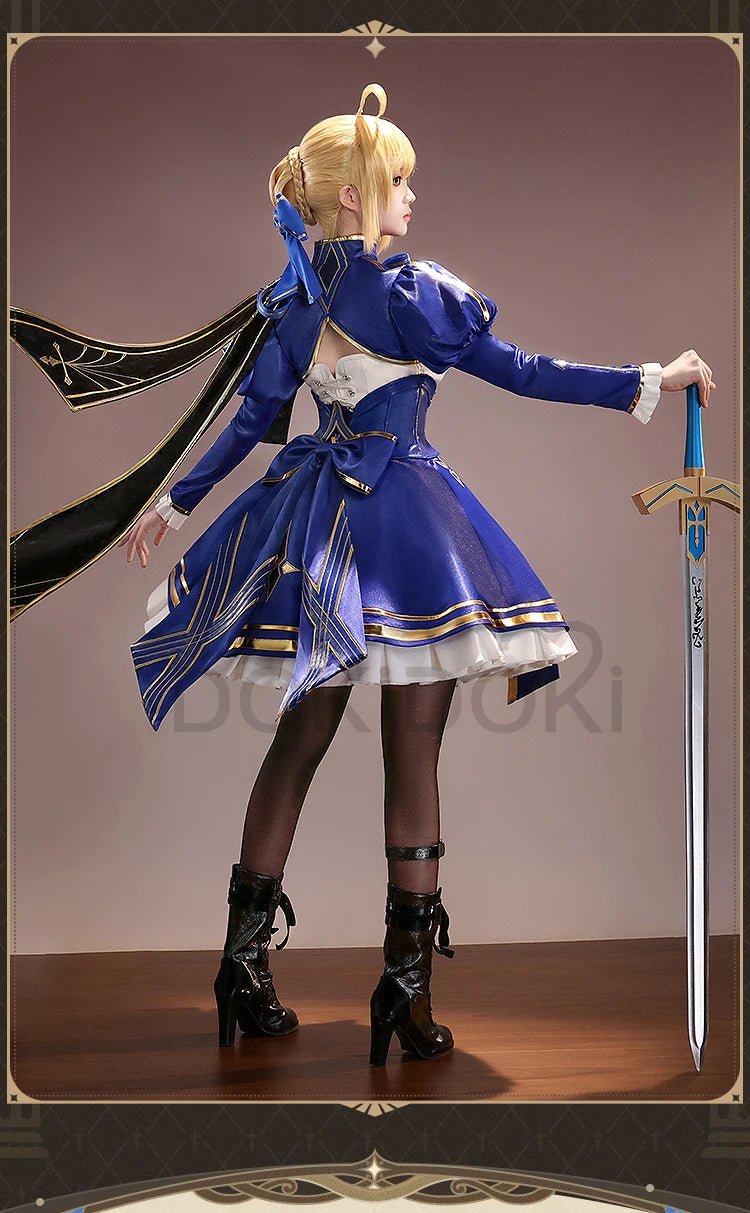 Saber Cosplay Costume Honkai: Star Rail x Fate DokiDoki-SR HSR Women Costume Dress Saber Cosplay Wig
