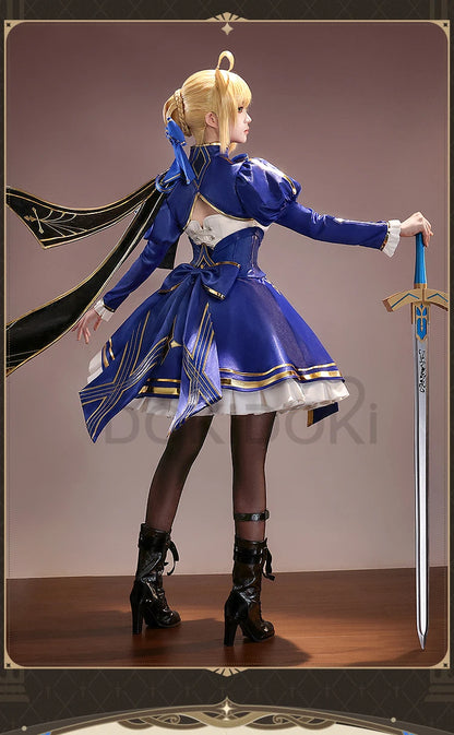 Saber Cosplay Costume Honkai: Star Rail x Fate DokiDoki-SR HSR Women Costume Dress Saber Cosplay Wig