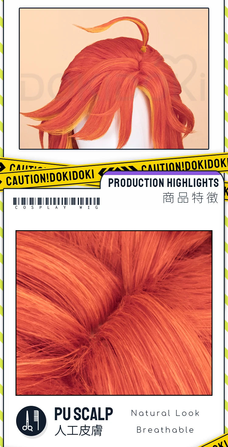 Mavuika Wig Game Genshin Impact DokiDoki Pyro Archon Women Long 110cm Luminous Wig Natlan Mavuika Glasses Ear Clips