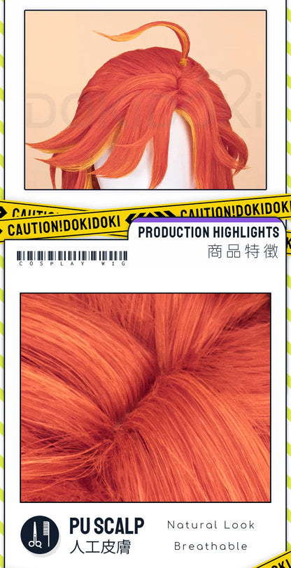 Mavuika Wig Game Genshin Impact DokiDoki Pyro Archon Women Long 110cm Luminous Wig Natlan Mavuika Glasses Ear Clips