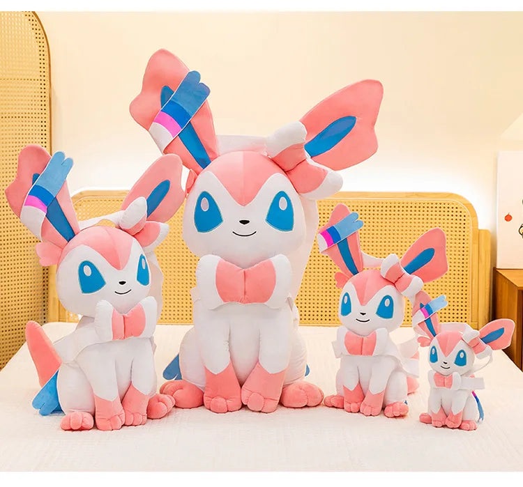 25/75cm Sylveon Pokemon Plush Toys Large Anime Doll Pillow Cartoon Eevee Pokémon Plushie Kawaii Stuffed Gift for Kids Birthday