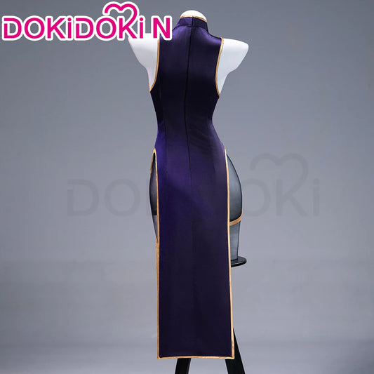 Mikuu Cosplay Costume【S-2XL】DokiDoki-N Mikku Cosplay Cheongsam Women Sexy Purple Dress Halloween Little Zombie Plus Size