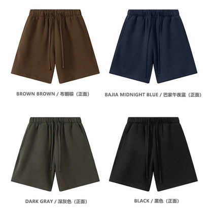 ZODF Trendy 2025 Autumn Winter Men Warm Soft Fleece Shorts Unisex Casual Hip Hop 345gsm Solid Shorts Brand Bottoms HY1173