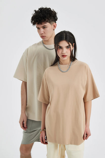 ZODF Fashion Spring Summer Washed Solid T Shirts For Men Loose Unisex 310gsm Cotton Heavy Weight T-Shirt Brand Tops HY0064