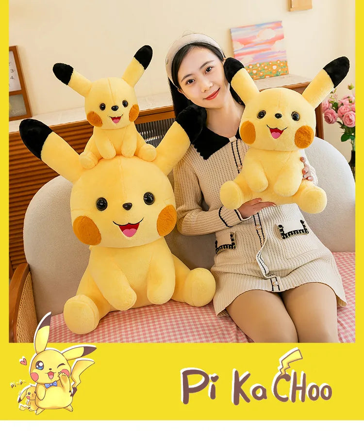 35-70CM Big Size Sitting Pikachu Plush Pokemon Cartoon Anime Peluche Kawaii Ornament Stuffed Animal Children's Toys Gifts