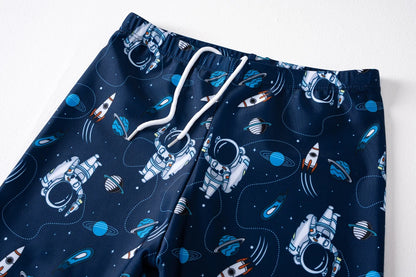 Boys Swimsuit 2025 3-Pieces Set Cute Cartoon Shark Print Kids Beach Suit Short Sleeve Swimwear with Swim Hat Toddler BeachWear