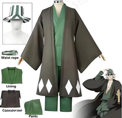 Bleach Urahara Kisuke Cosplay Costume Set Polyester Adult Unisex
