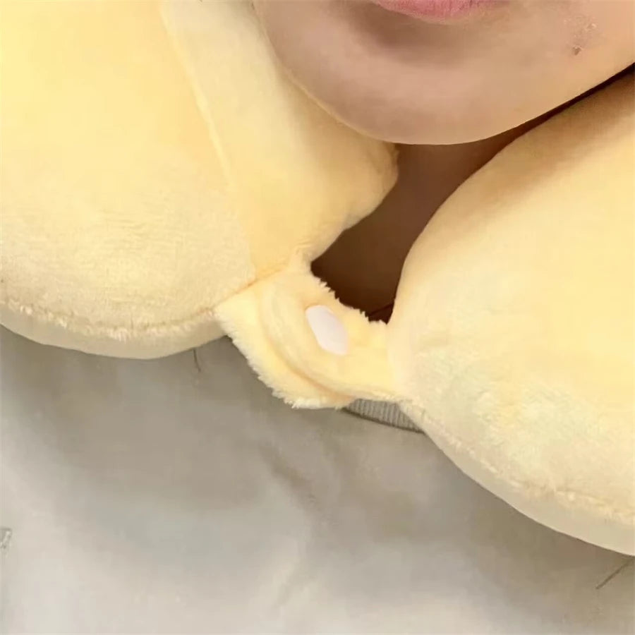 Sanrio Lovely U-shaped Hooded Neck Pillow Pochacco Kuromi My Melody Cinnamoroll Travel Blackout Pillow With Hat Portable Girl
