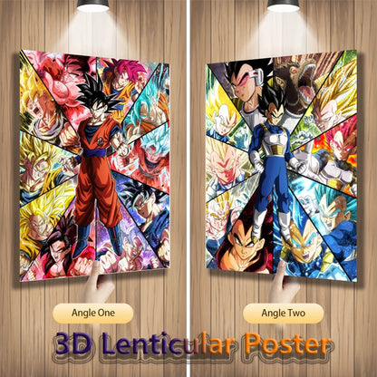 Anime 3D Lenticular Posters Flip Gradient Print Dragon Ball Goku Toys Bed Room Decor Birthday Gift Wall Art(Without Frame)