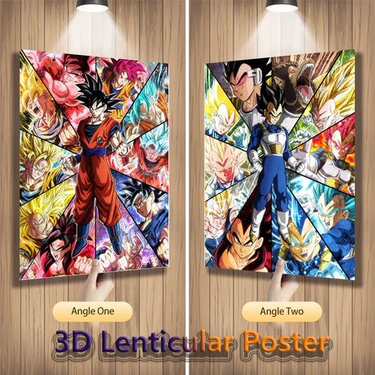 Anime 3D Lenticular Posters Flip Gradient Print Dragon Ball Goku Toys Bed Room Decor Birthday Gift Wall Art(Without Frame)
