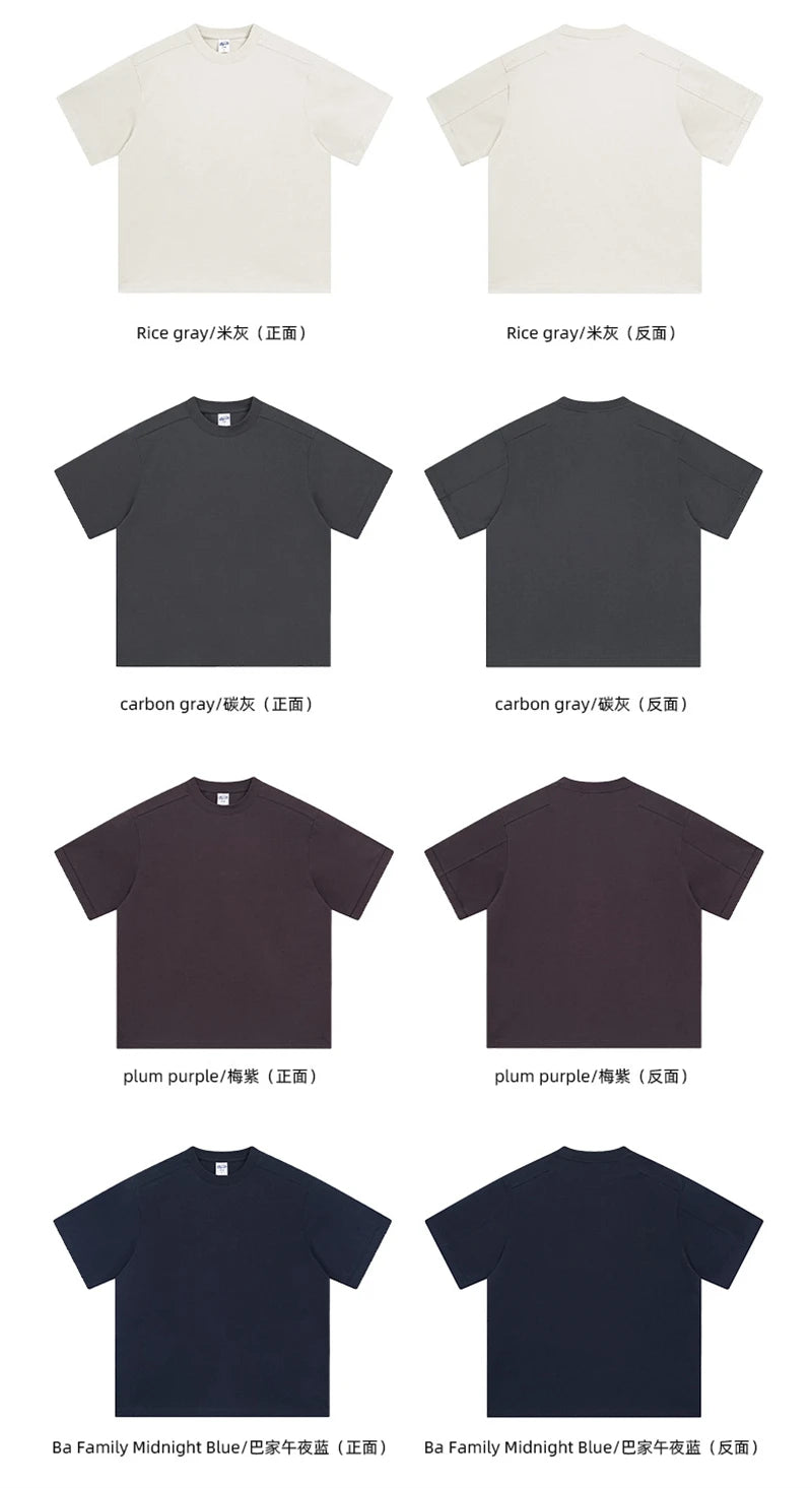 ZODF Trendy 2025 Men 275gsm Cotton T-Shirts Unisex Summer Patchwork Solid O Neck T Shirt Brand Tees HY1045