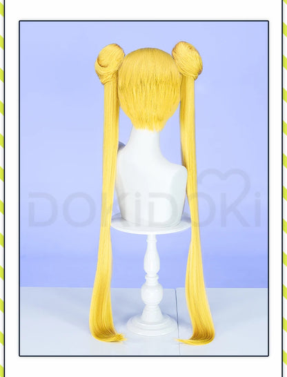 IN STOCK Chibii Usaa Tsukinoo Usagii Kinoo Makotoo Kaiouu Michiruu Wig Anime DokiDoki Cute Ponytail Hair Free Cap