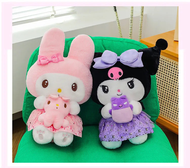45/55/75CM Big Size Sanrio Hug A Bunny Kuromi My Melody Plushies Cartoon Anime Stuffed Children Toy Comfortable Soft Doll Gift