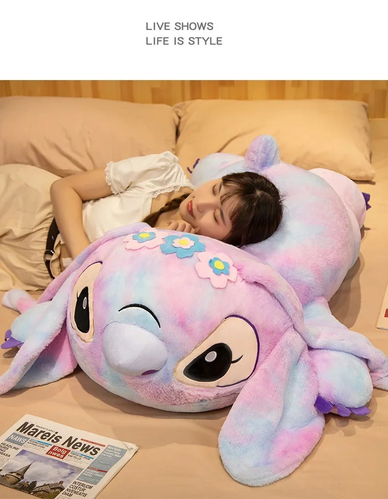 New Disney Lilo and Stitch Plush Toys Cartoon Anime Plushie Purple Pink Angel Dolls Pillow Soft Stuffed Xmas Gift for Children