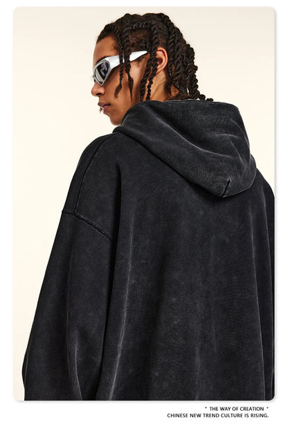 ZODF Retro Autumn Winter Washed Cotton Hoodies Unisex Loose 380gsm Knitted Sport Hooded Pullovers Brand Clothes HY0884