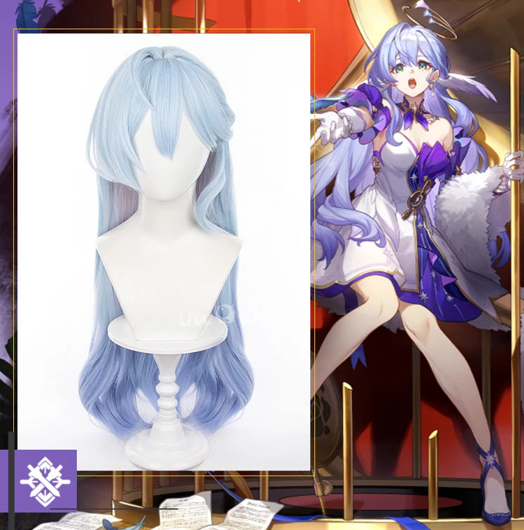 UWOWO Honkai Star Rail Robin Singer Penacony Cosplay Wig Long Hair Light Blue 80CM Hair