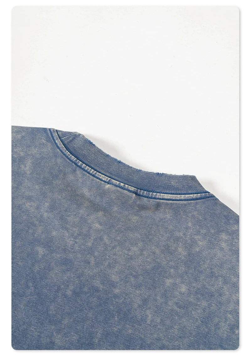 ZODF Vintage 2024 Summer Men Washed Solid 230gsm T-Shirts Unisex Ripped Breathable Quick Dry Cooling Feeling T Shirt Tees HY0801