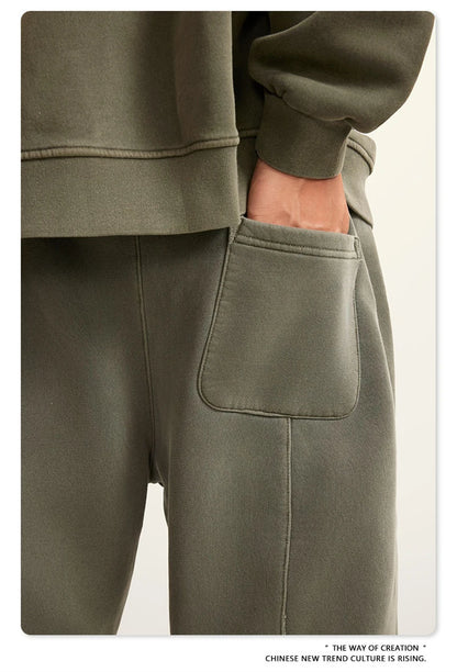 ZODF 2025 Autumn Winter Men’s Washed Fleece Sweatpants 355gsm Loose Retro Joggers Streetwear HY0653