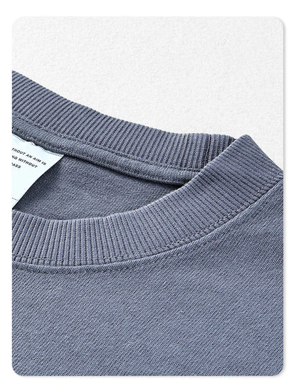 ZODF Retro Autumn Full Sleeve Washed 100% Cotton T-Shirts For Men Unisex Solid Casual Loose 310gsm Tee Brand Tops HY0405