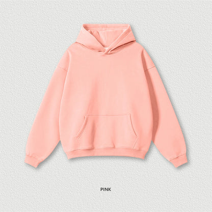 ZODF New 2024 Autumn Winter Men 345gsm Fleece Hoodies Unisex Women Relax Fit Warm Solid Hooded Pullovers Sweatshirts HY0863