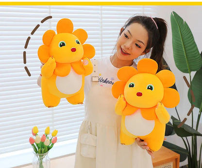 Kawaii Sunflower Nailong Plush Toy Cartoon Smile Dinosaur Silly Cute Stuffed Anime Sofa Pillow Room Decor for Kids Birthday Gift