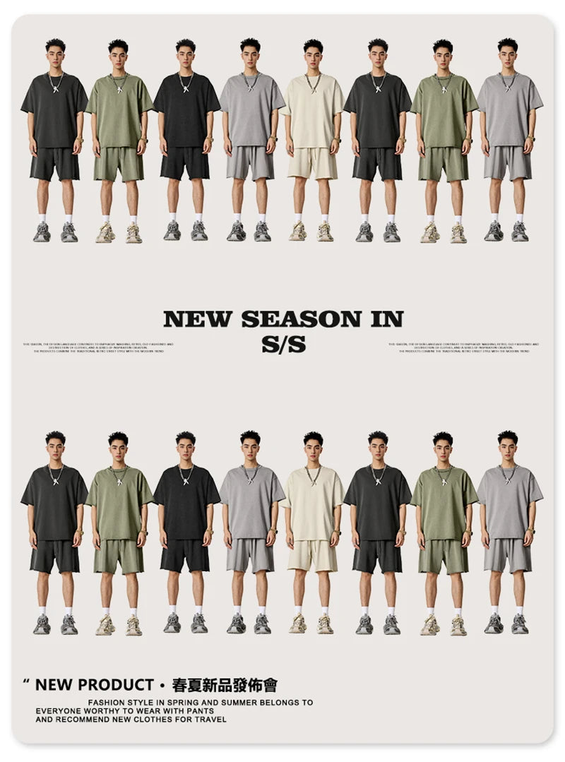 ZODF Retro Summer Washed 370gsm Cotton Shorts For Men Unisex High Street Loose Edge Distressed Solid Shorts Brand Clothes HY1023