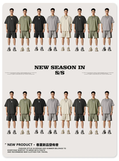 ZODF Retro Summer Washed 370gsm Cotton Shorts For Men Unisex High Street Loose Edge Distressed Solid Shorts Brand Clothes HY1023