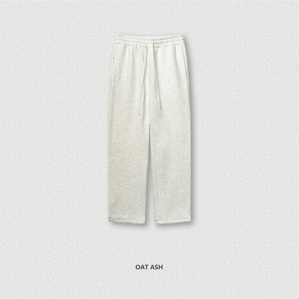 ZODF New Men's Winter Solid 345sm Fleece Straight Pants Unisex Loose Comfortable Sport Zipper Pockets Trousers HY0868